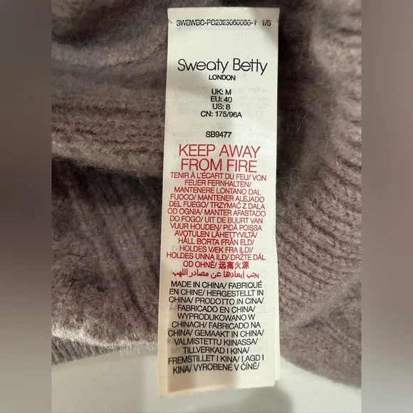 Sweaty Betty Purple Wool and Cashmere Blend Sweater Cable Knit Sweater size US 8 - Picture 6 of 8